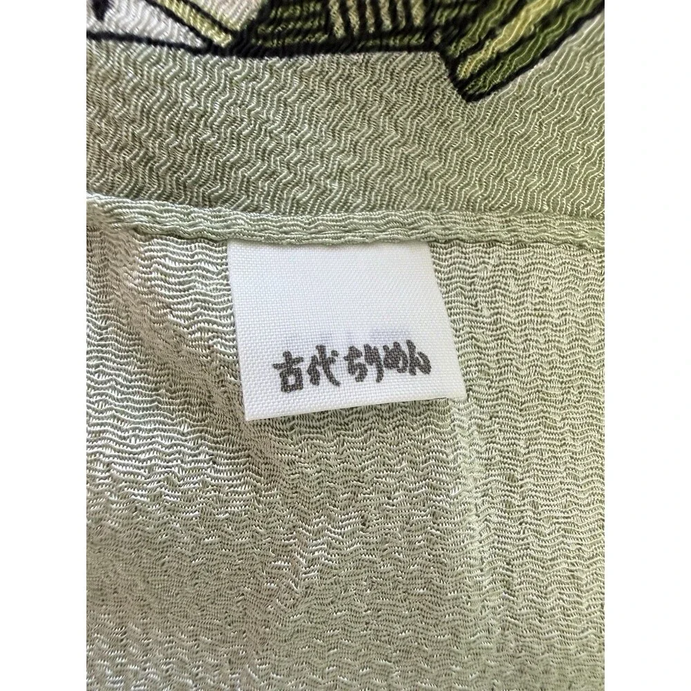 Vintage Japanese Kyoto Chirimen Furoshiki Scarf Wrap Rayon Crepe Kutani NEW NOS